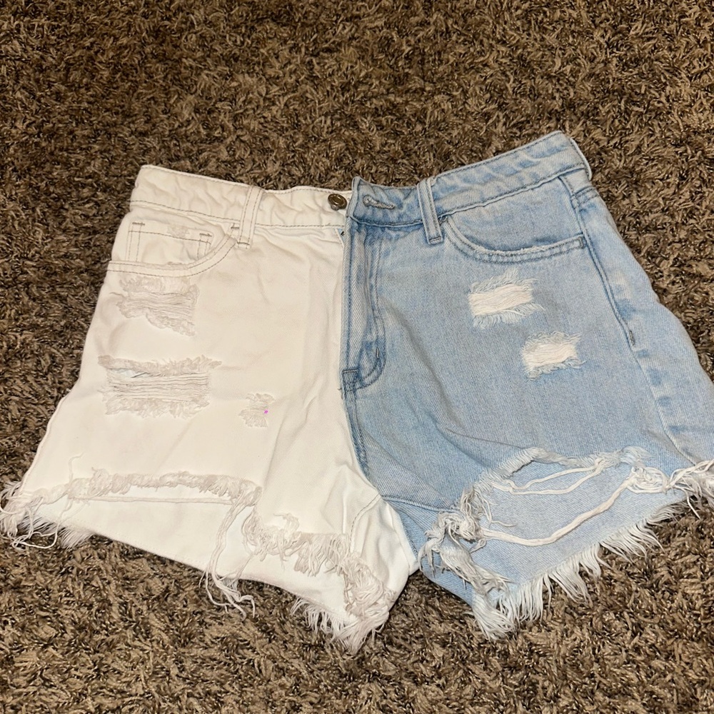 Altar'd State White and Blue Jean Shorts